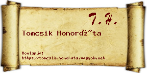 Tomcsik Honoráta névjegykártya